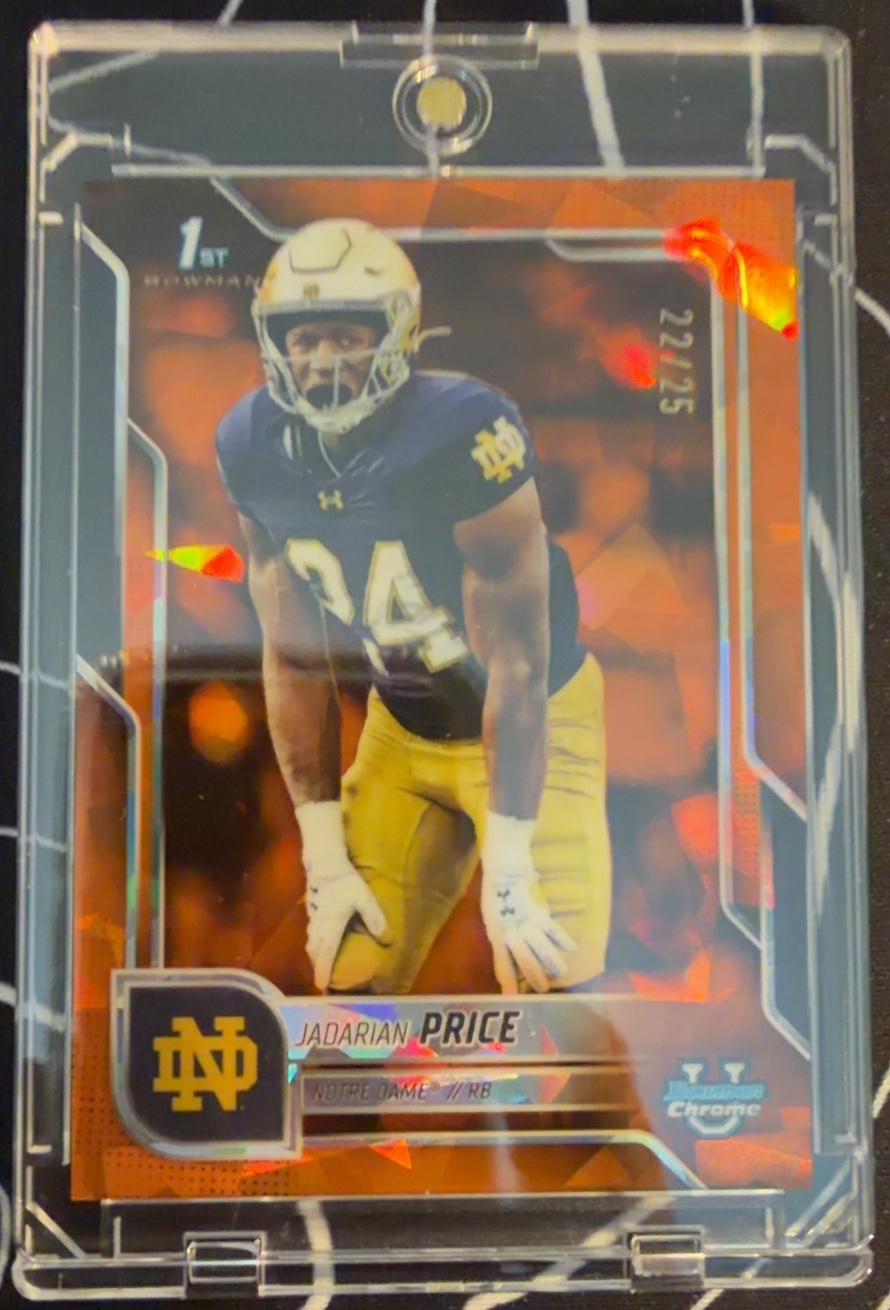 Jadarian Price 2025 Bowman Chrome U Sapphire front