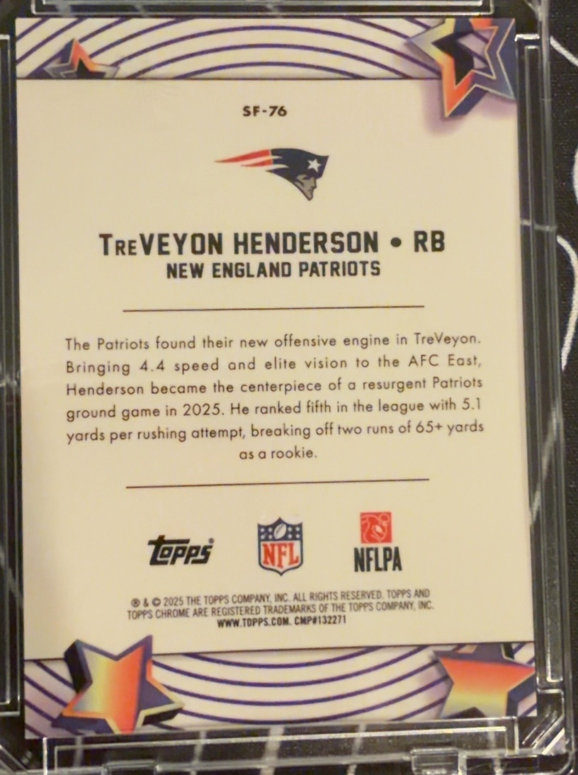 TreVeyon Henderson 2025 Topps Chrome back
