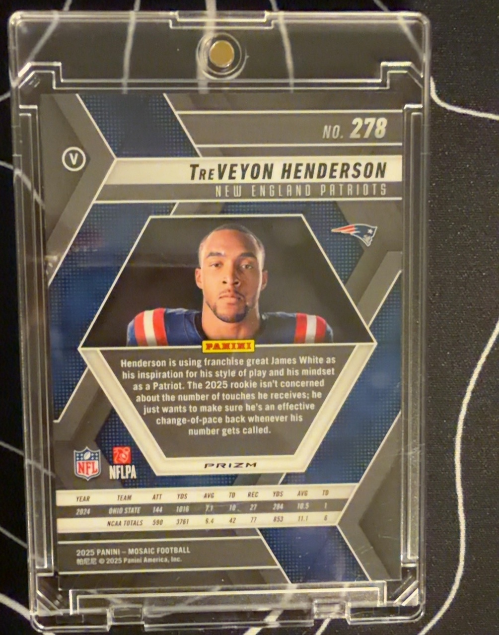 TreVeyon Henderson 2025 Panini Mosaic back