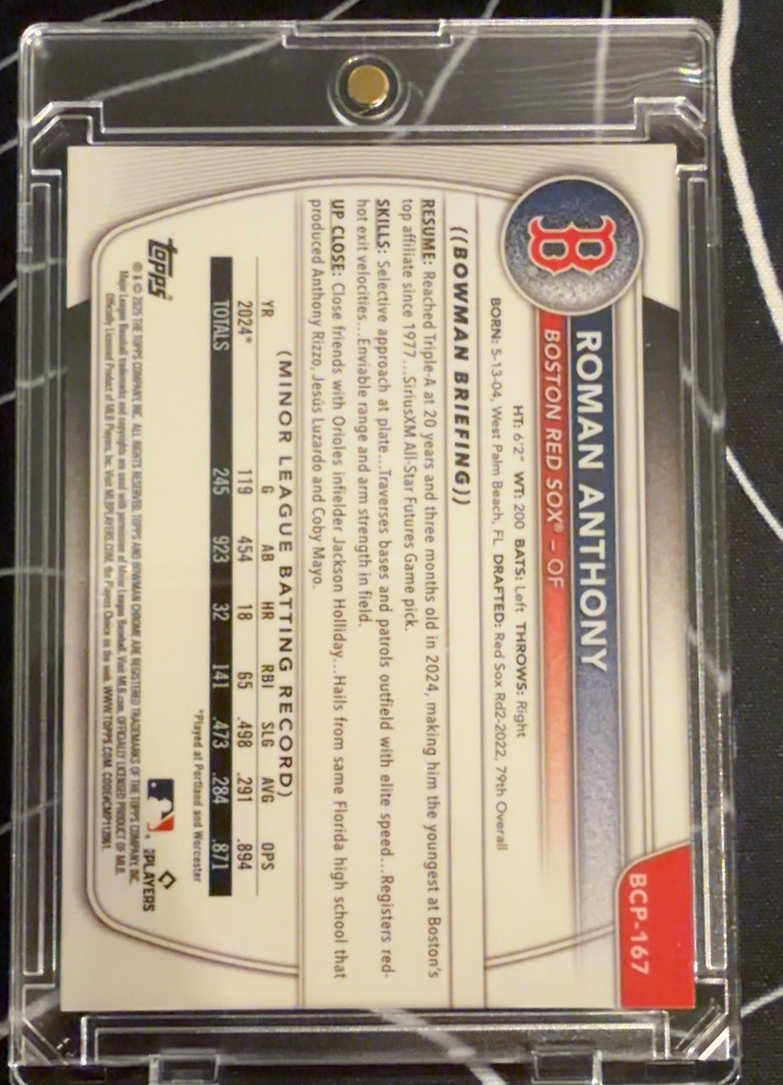 Roman Anthony 2025 Bowman Chrome back