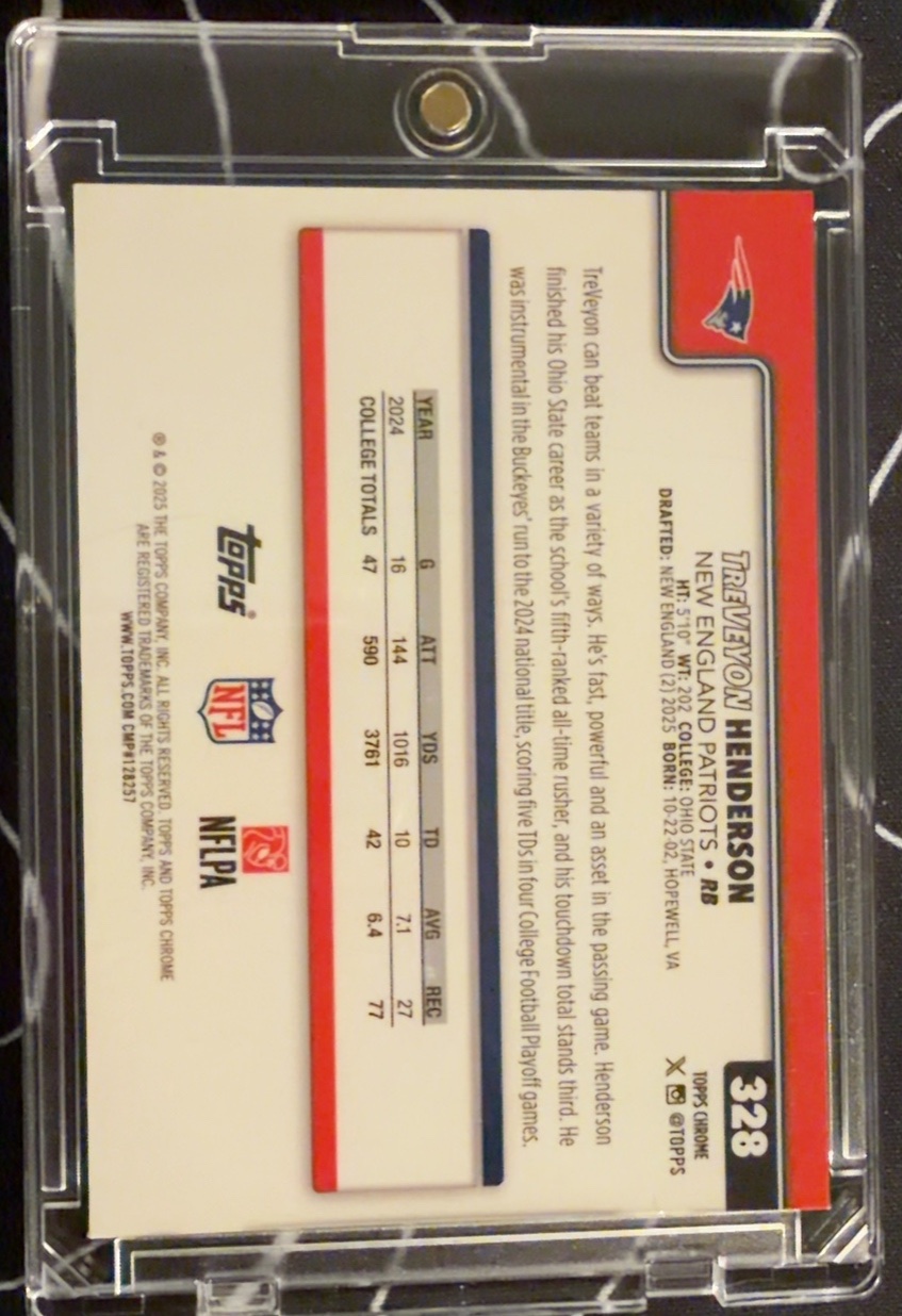 TreVeyon Henderson 2025 Topps Chrome back