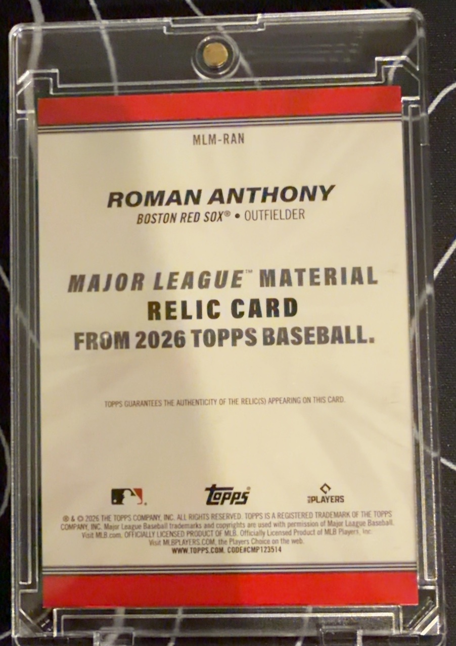 Roman Anthony 2026 Topps back