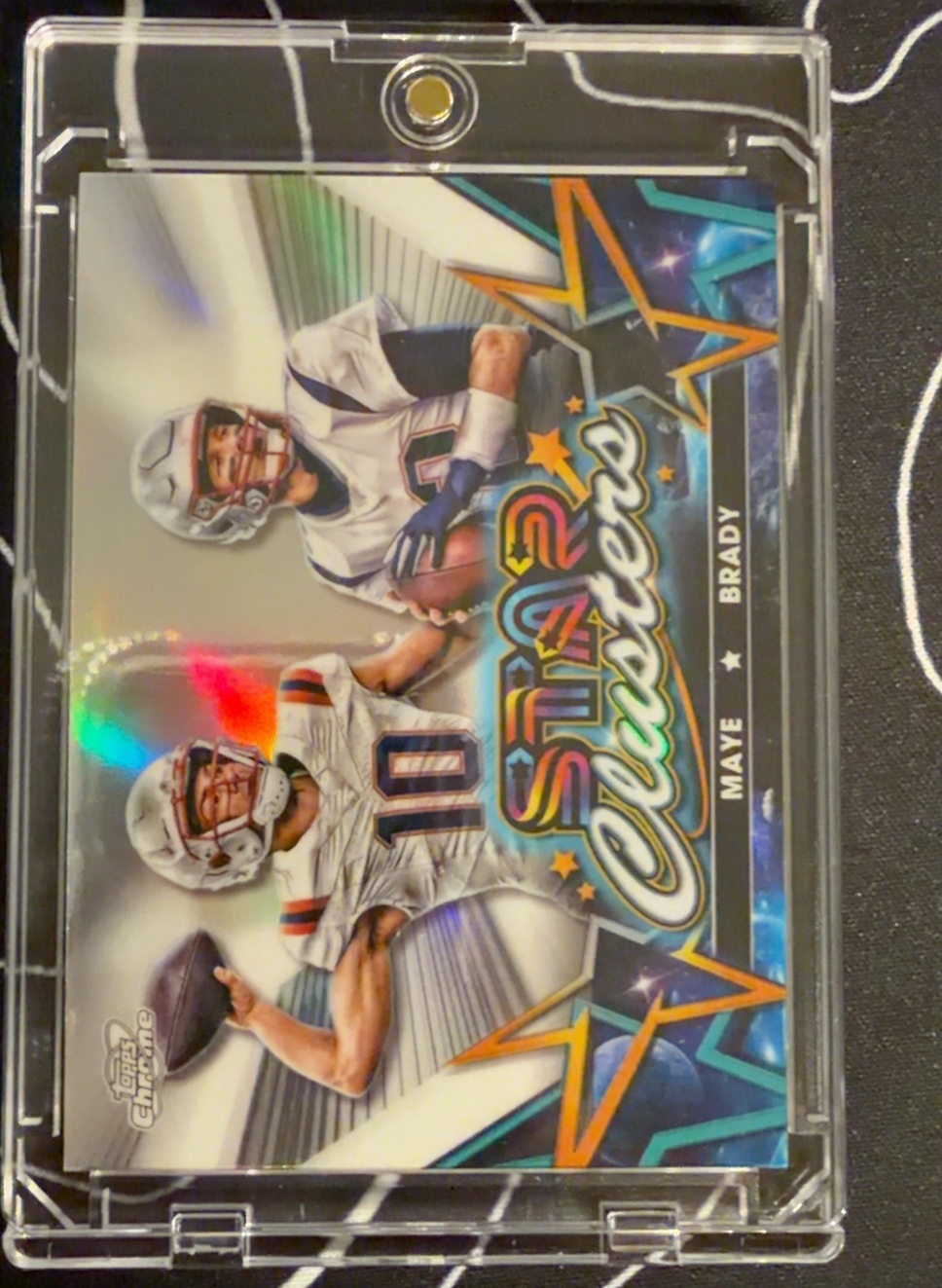 Drake Maye / Tom Brady 2024 Topps Cosmic Chrome front