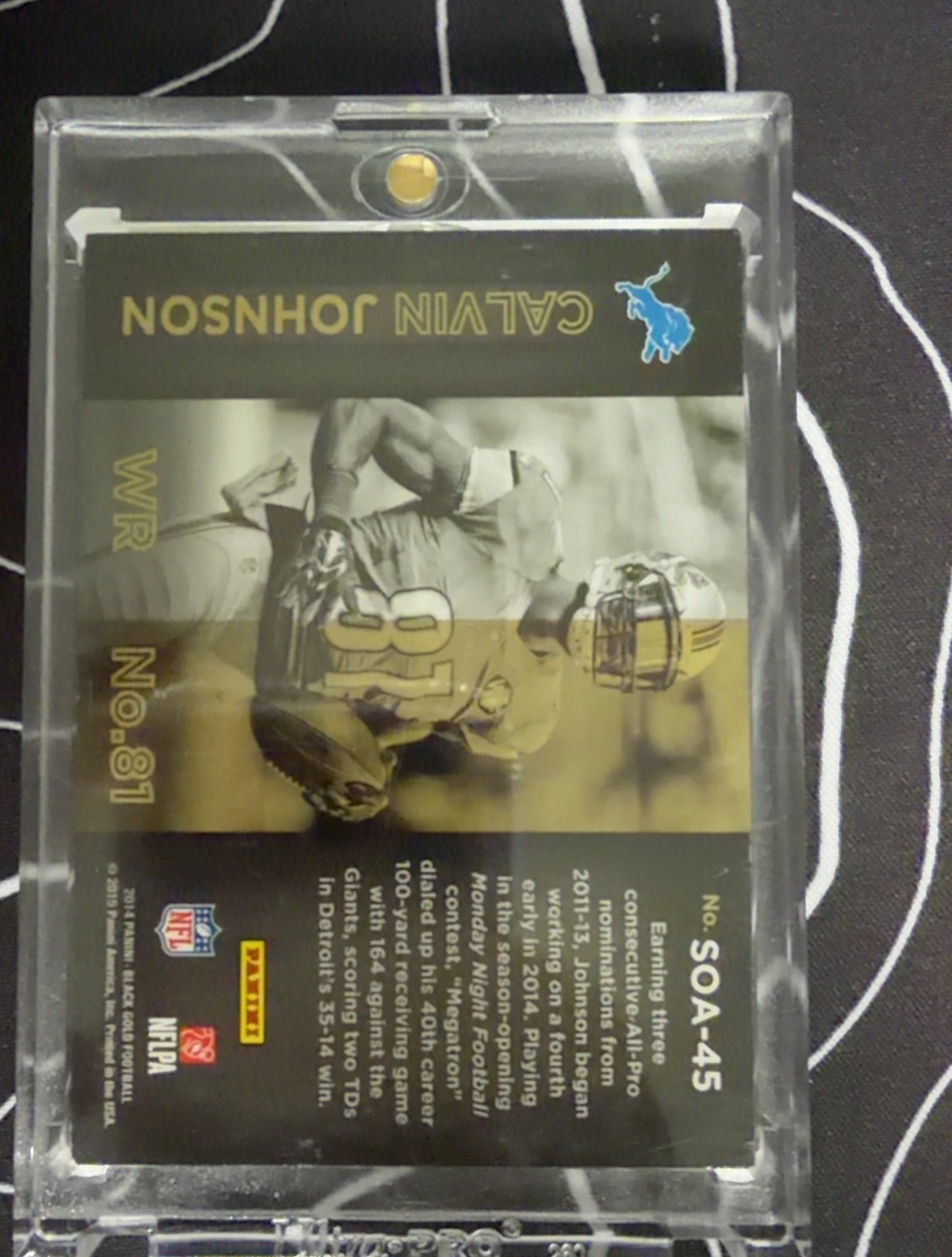 Calvin Johnson 2014 Panini Black and Gold back