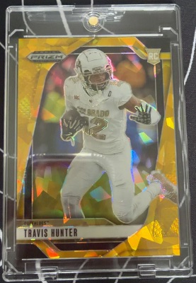 Travis Hunter 2025 Panini Prizm Draft Picks Yellow Cracked Ice Prizm