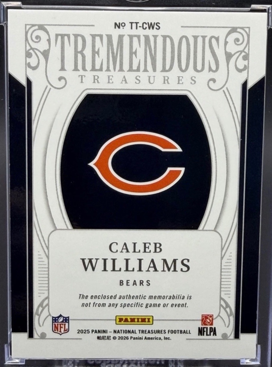 Caleb Williams 2025 Panini National Treasures back