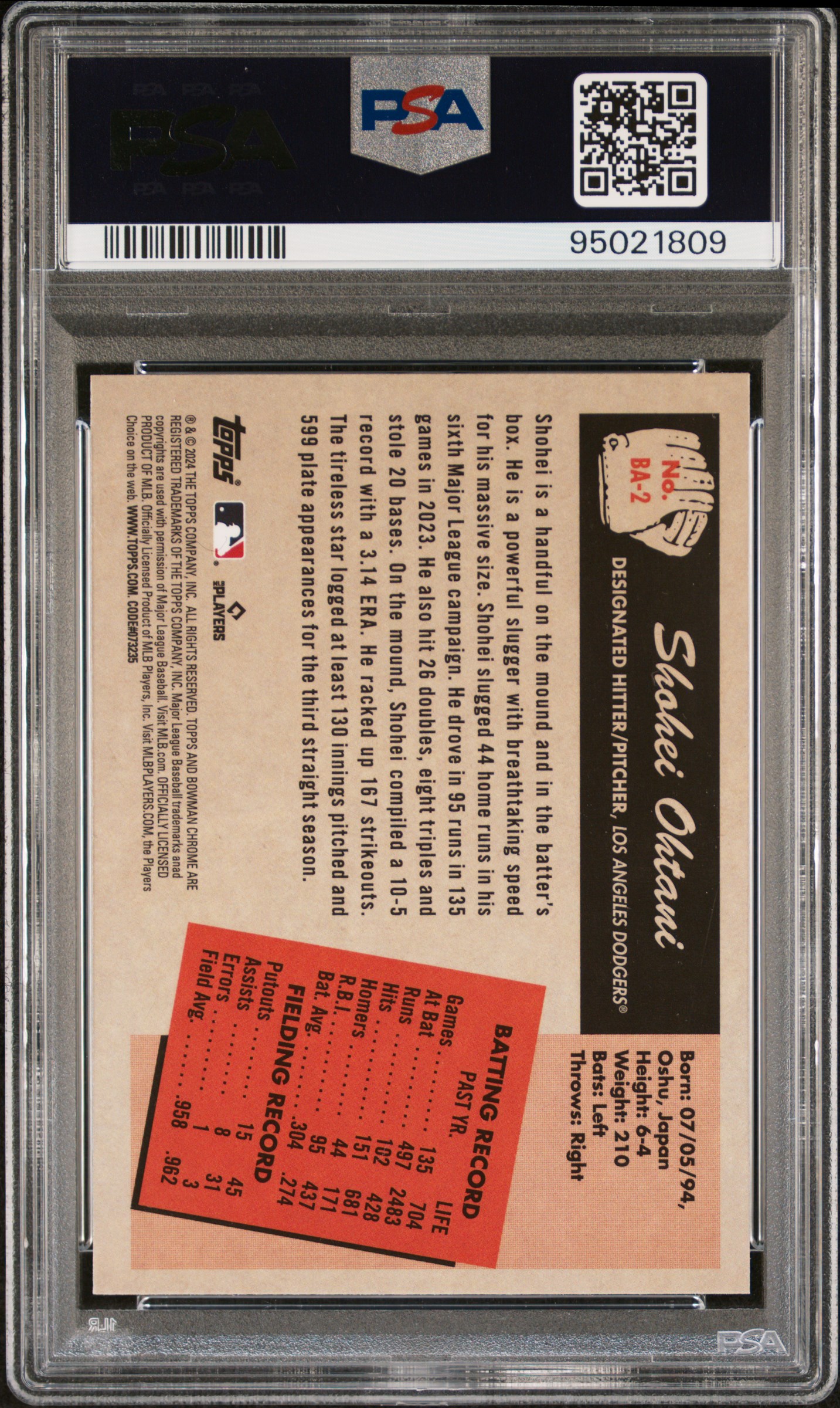Shohei Ohtani 2024 Bowman 1955 Bowman Anime back