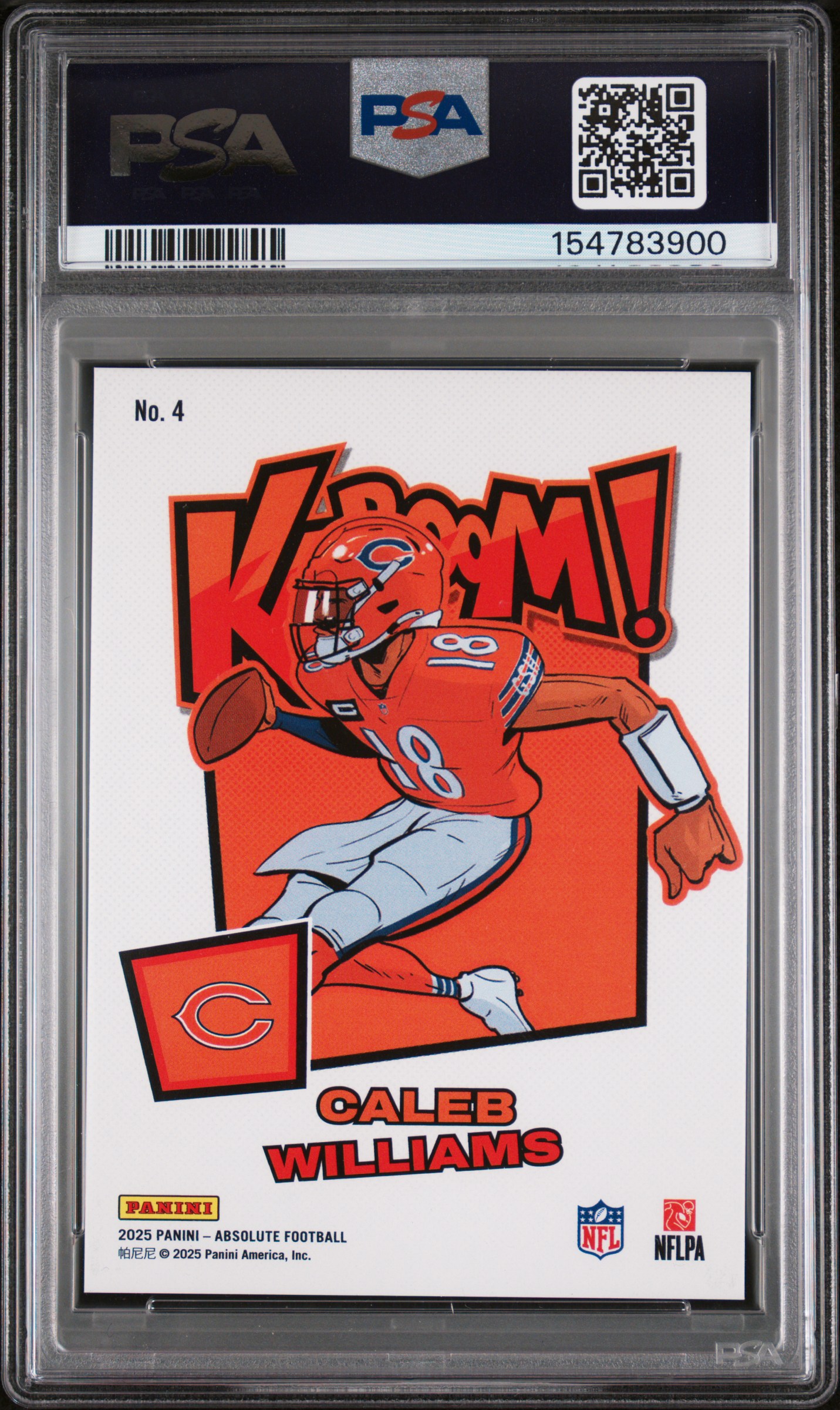 Caleb Williams 2025 Panini Absolute Kaboom! Horizontal back