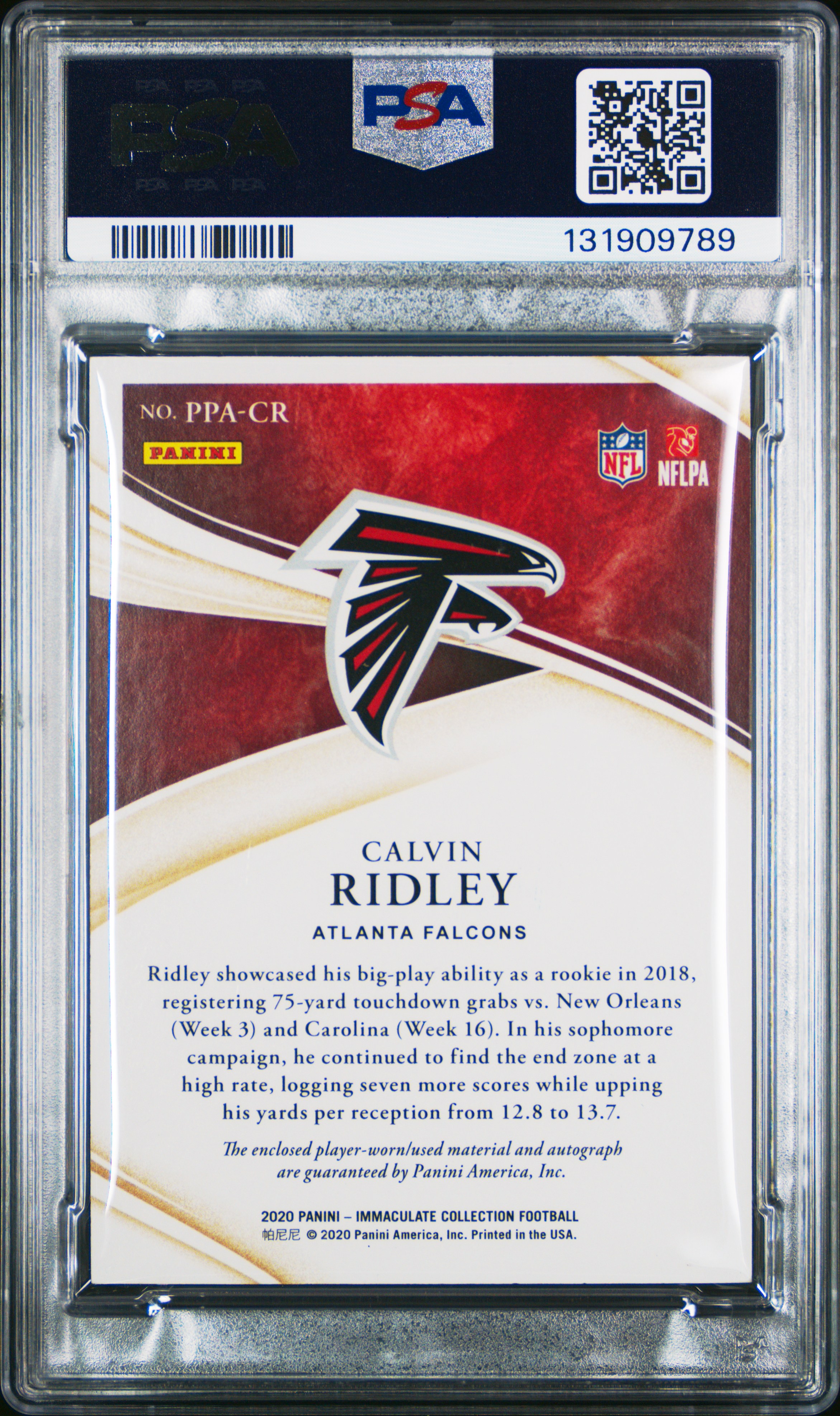 Calvin Ridley 2020 Panini Immaculate Collection back