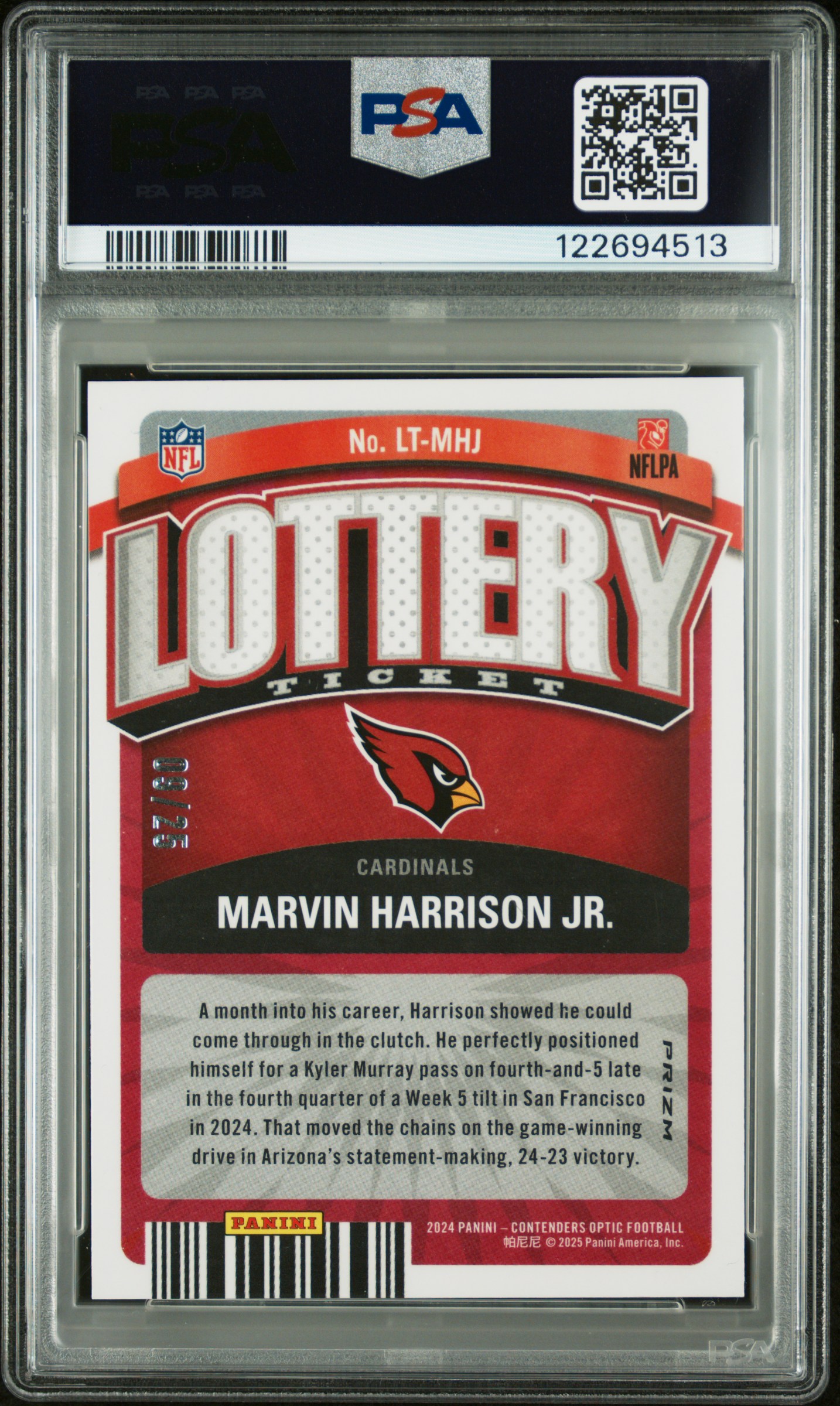 Marvin Harrison Jr. 2024 Panini Contenders Optic back
