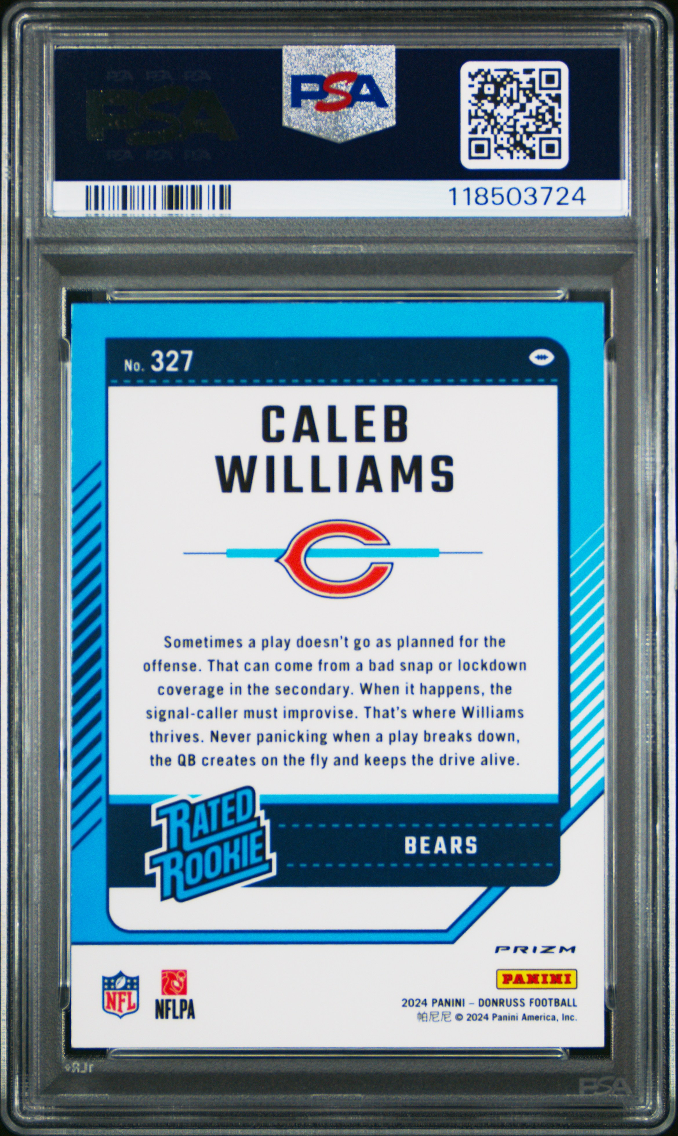 Caleb Williams 2024 Donruss back