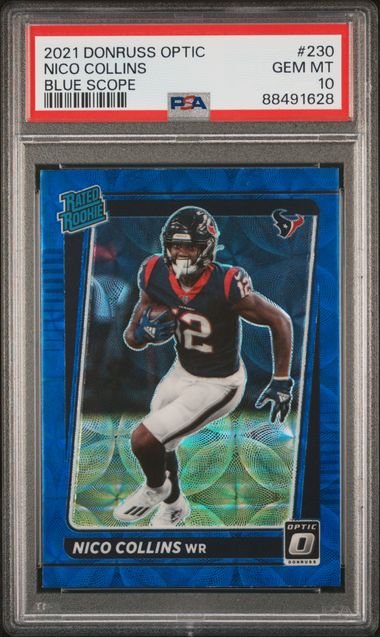 Nico Collins 2021 Donruss Optic Rated Rookie Blue Scope