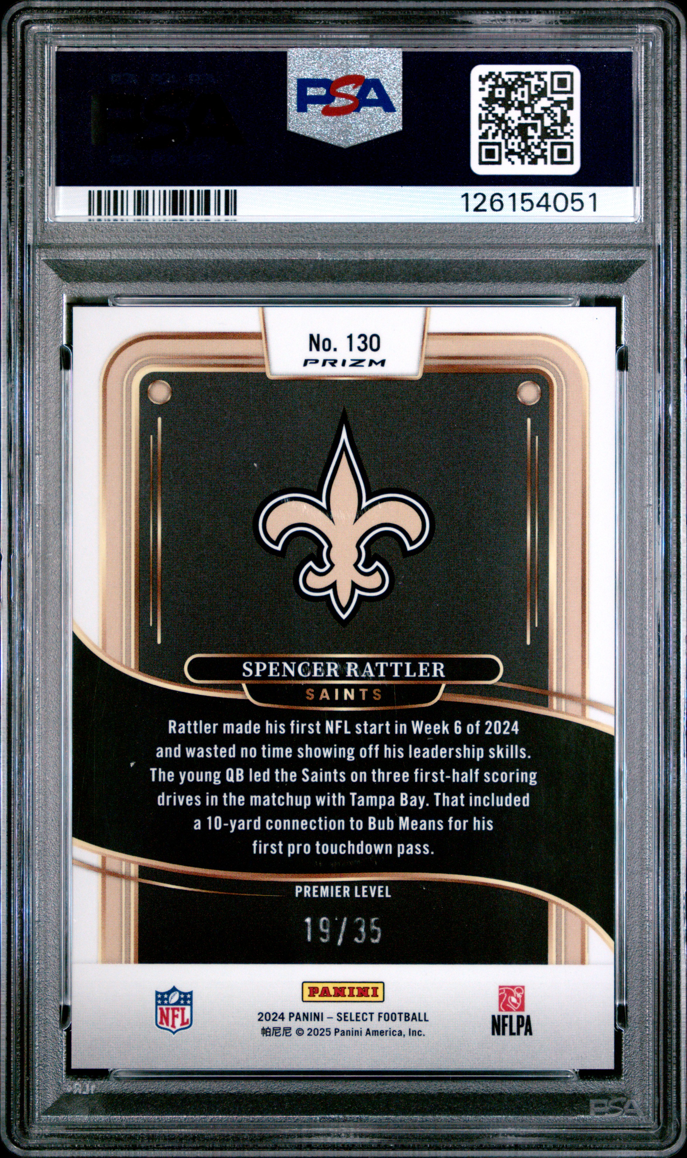 Spencer Rattler 2024 Panini Select back