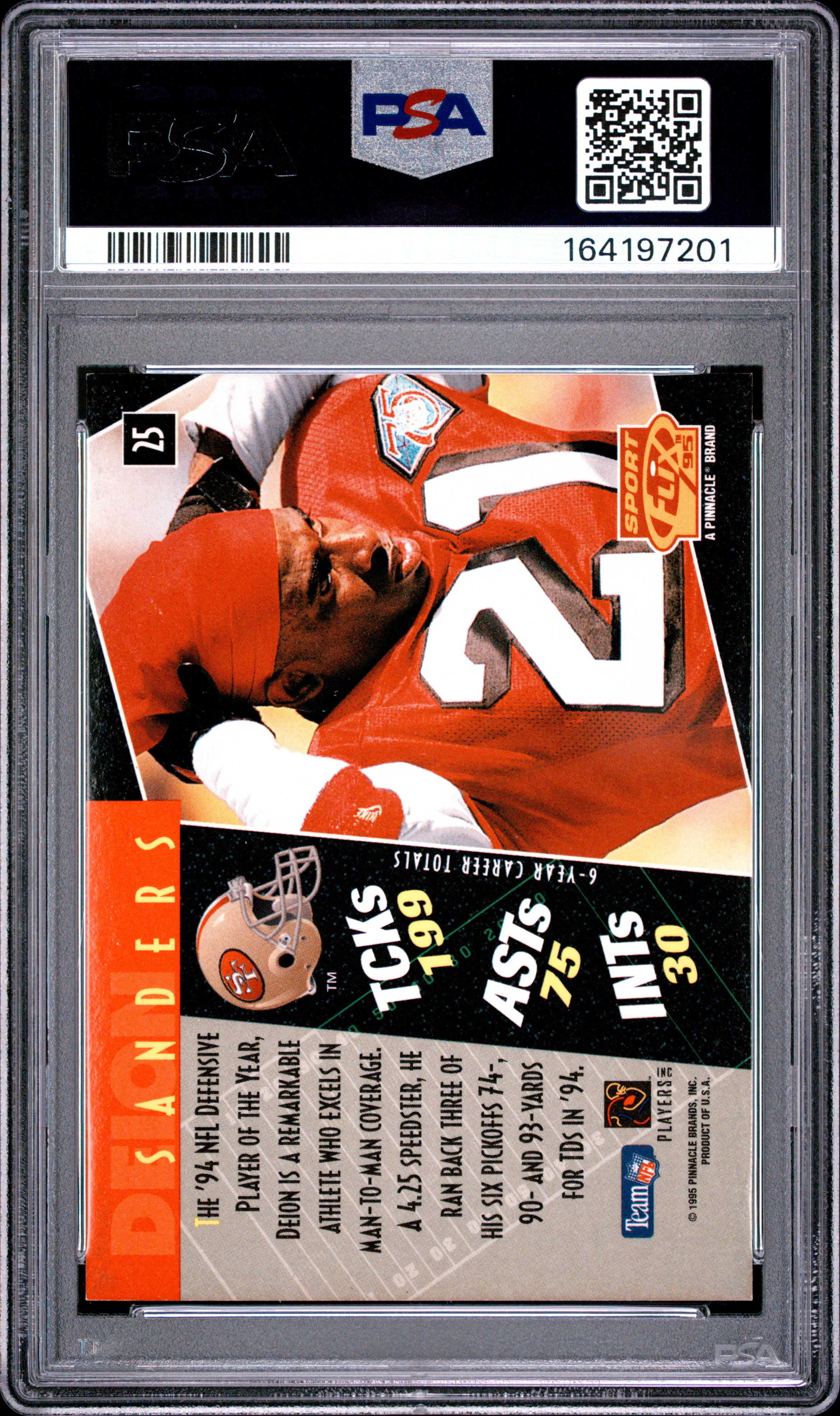 Deion Sanders 1995 Sportflics back