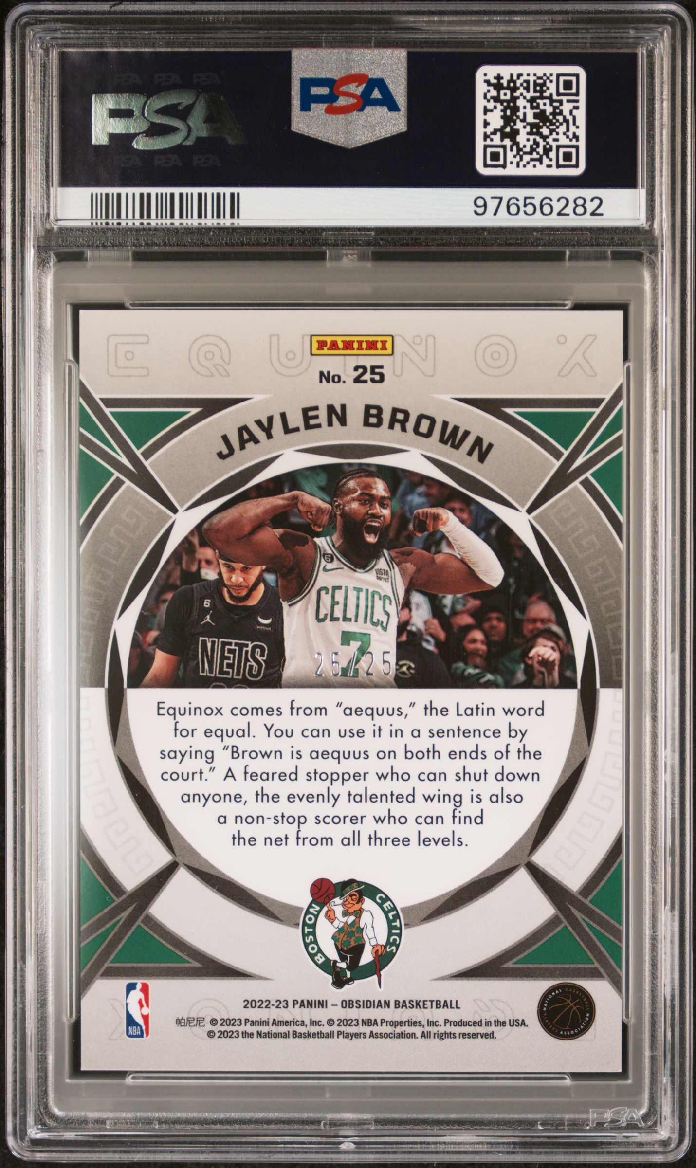 Jaylen Brown 2022 Panini Obsidian back
