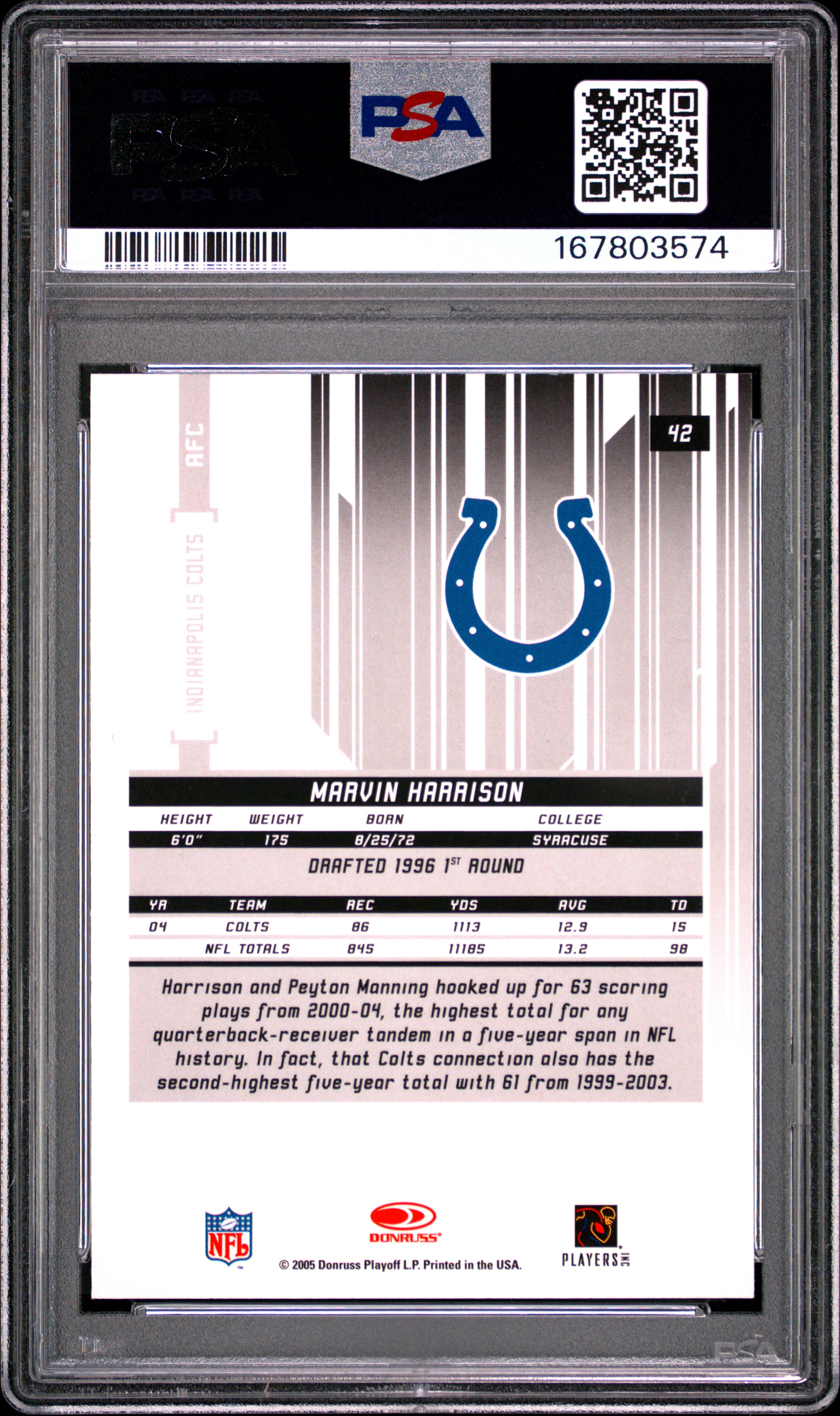 Marvin Harrison 2005 Leaf Rookies & Stars back