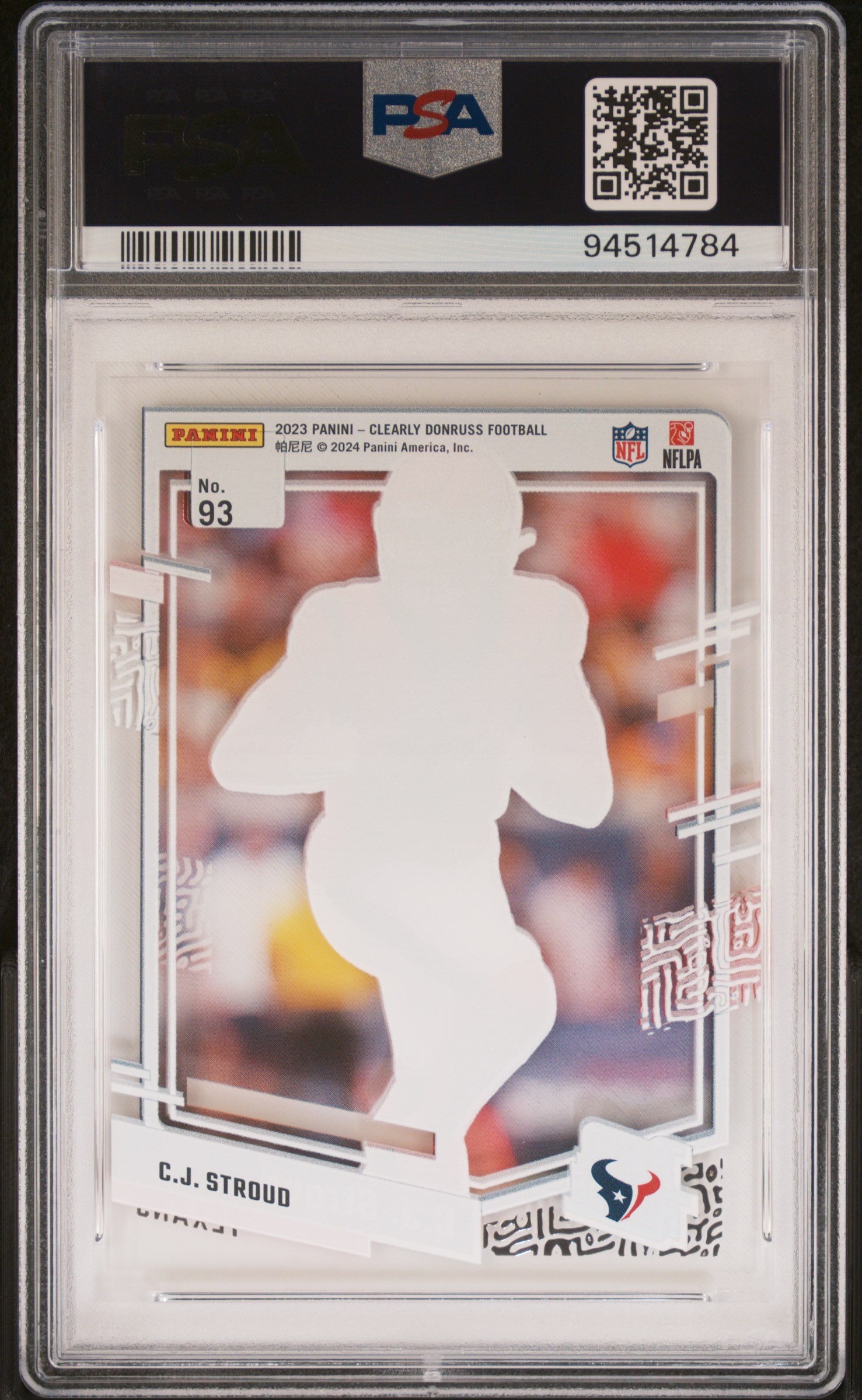 C.J. Stroud 2023 Panini Clearly Donruss back