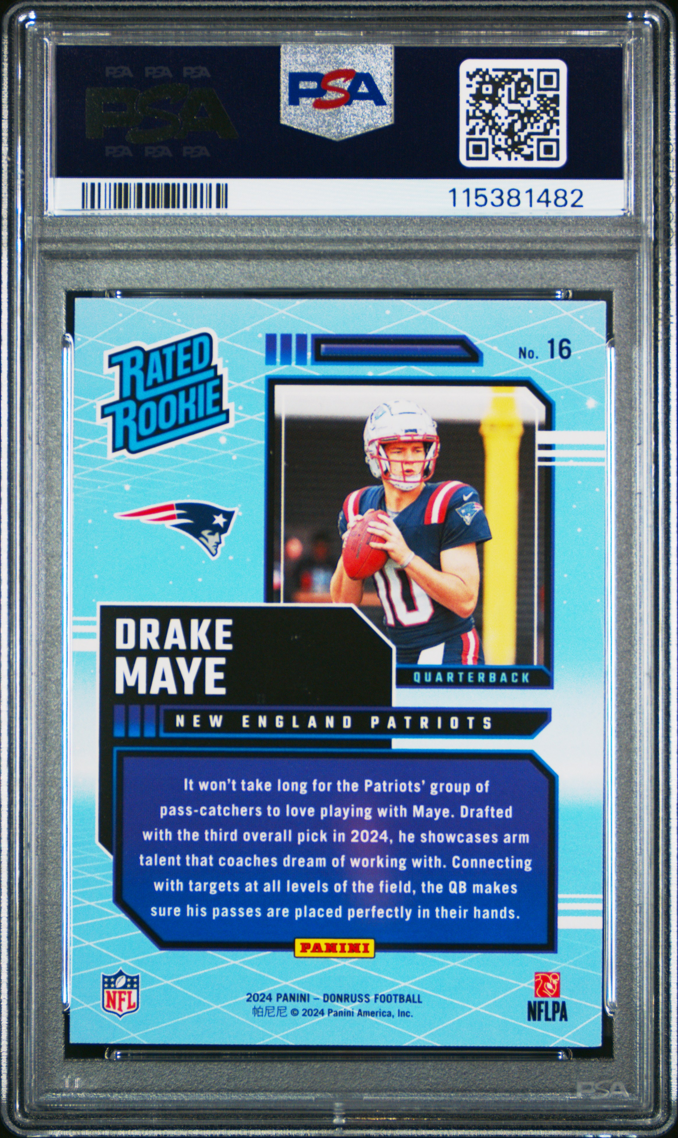 Drake Maye 2024 Panini Donruss back