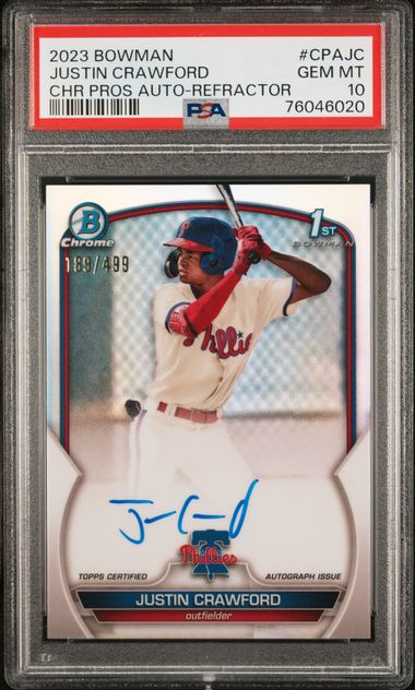 Justin Crawford 2023 Bowman Chrome Prospect Autographs Chr Pros Auto-Refractor