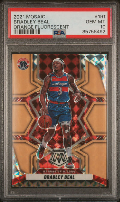 Bradley Beal 2021 Panini Mosaic Orange Fluorescent /25