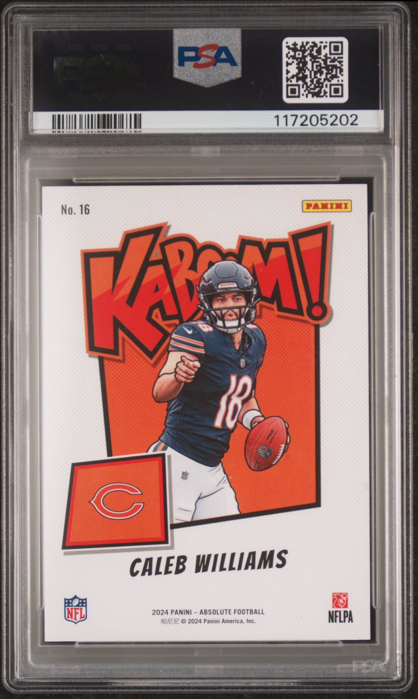 Caleb Williams 2024 Panini Absolute Kaboom! Horizontal back
