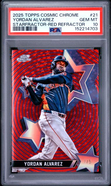 Yordan Alvarez 2025 Topps Cosmic Chrome Starfractor Red Refractor /5