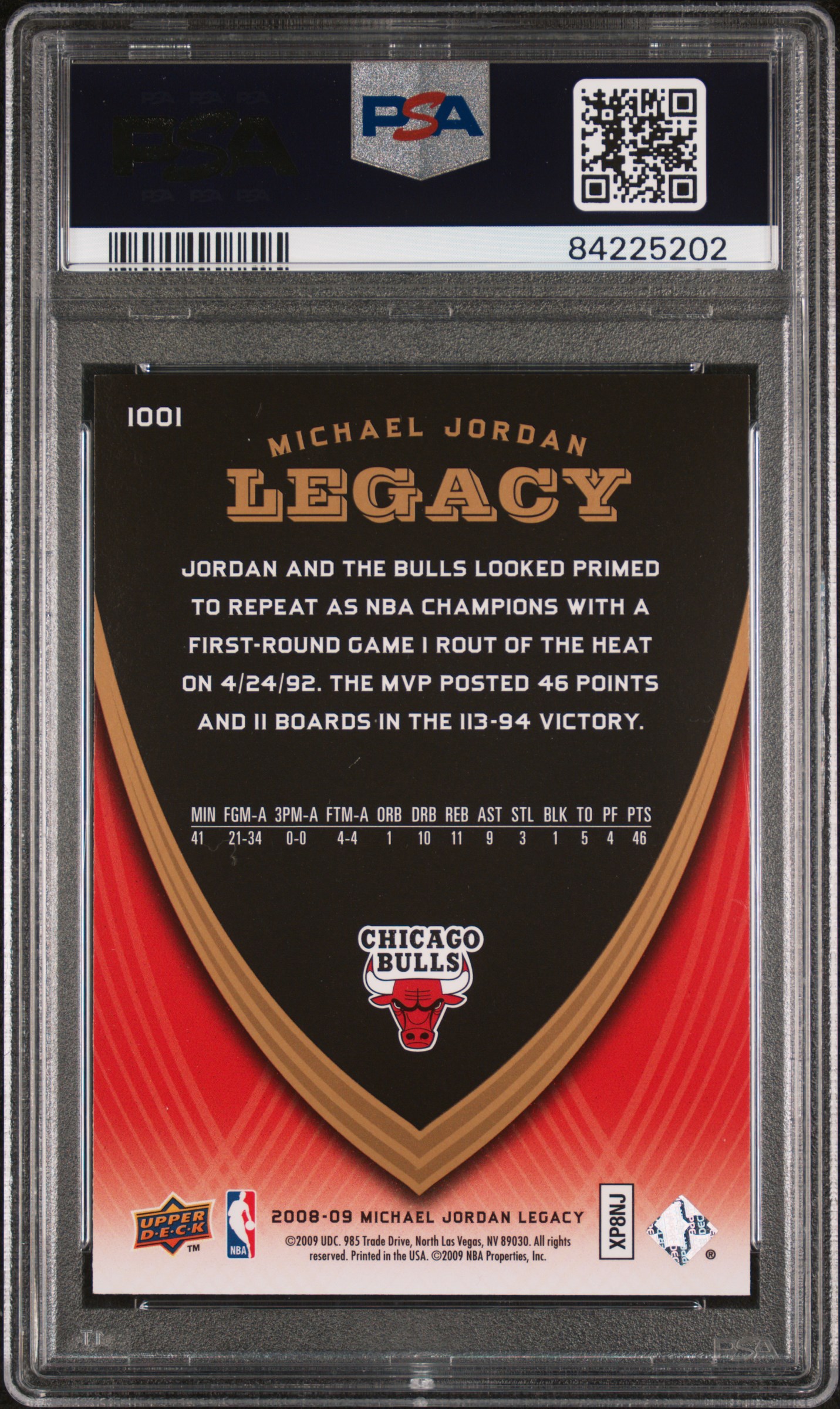 Michael Jordan 2008 Upper Deck Jordan Legacy back