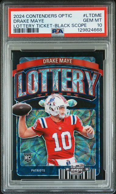 Drake Maye 2024 Panini Contenders Optic Lottery Ticket-Black Scope /25