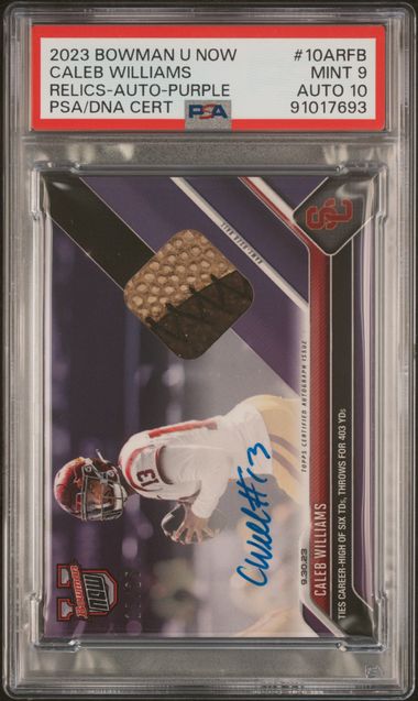 Caleb Williams 2023 Bowman U Now Relics Relics-Auto-Purple