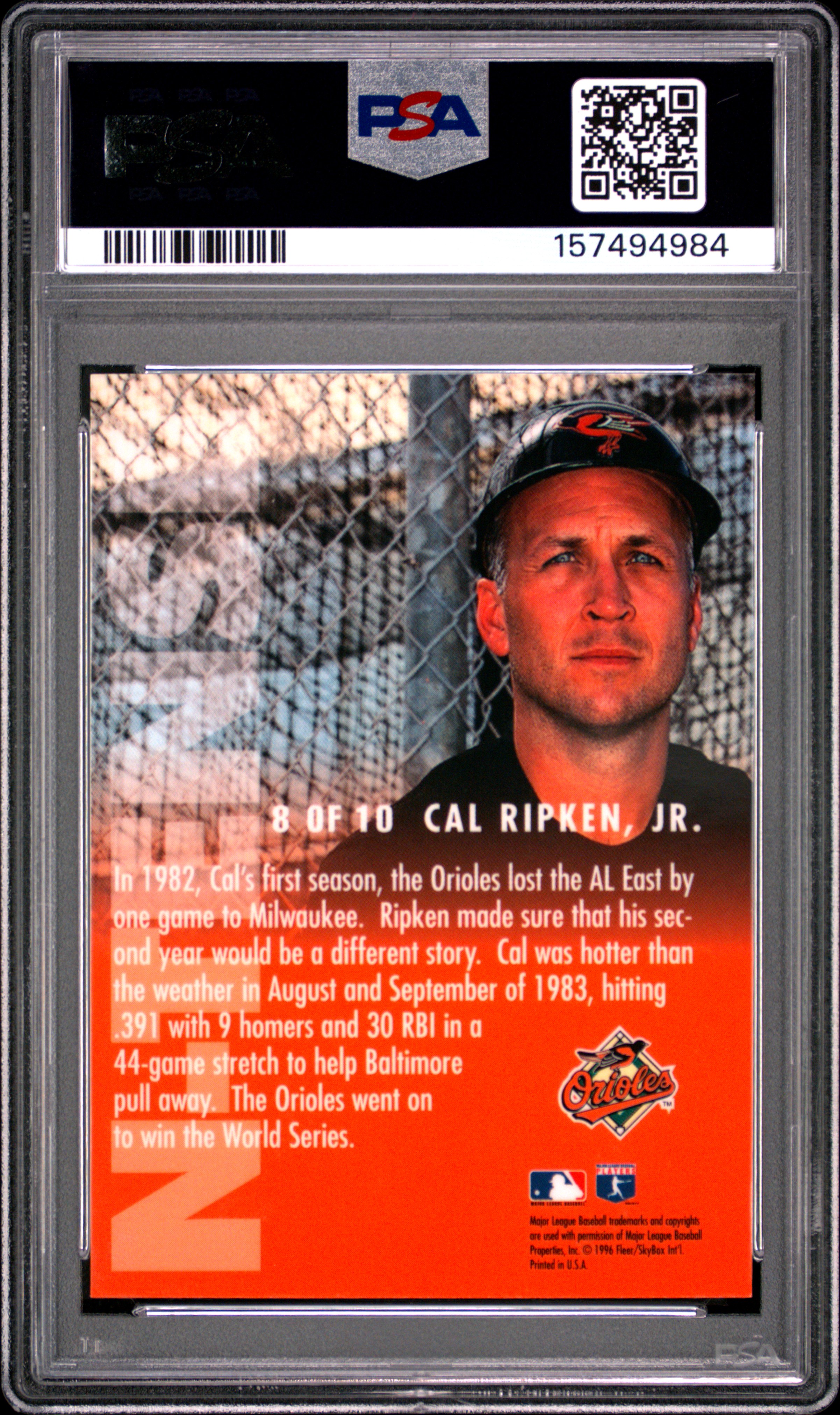 Cal Ripken Jr. 1996 Fleer Emotion-XL back
