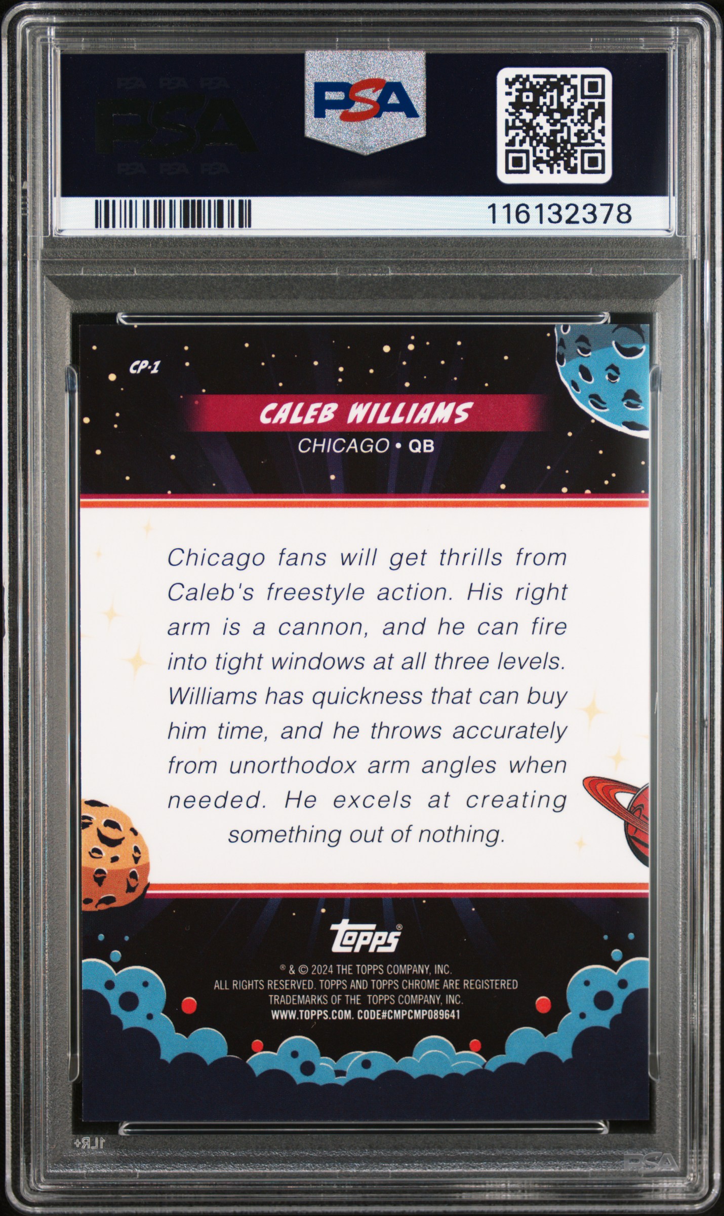 Caleb Williams 2024 Topps Cosmic Chrome Cos-Play back