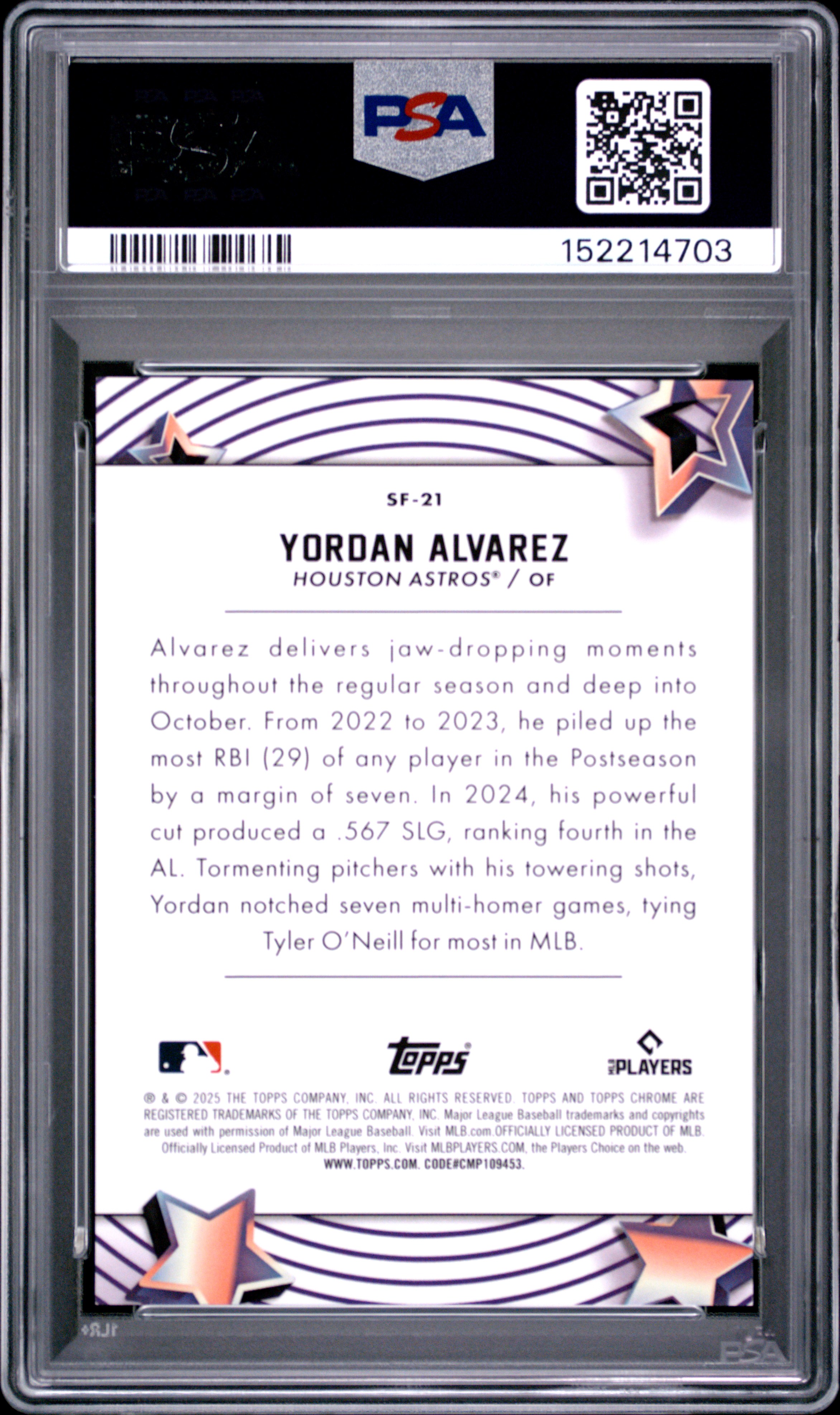 Yordan Alvarez 2025 Topps Cosmic Chrome back