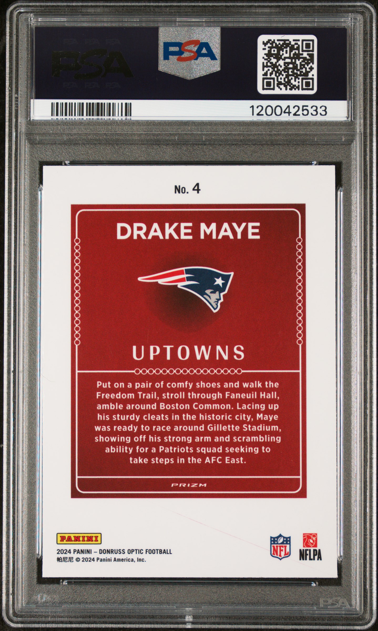 Drake Maye 2024 Panini Donruss Optic back