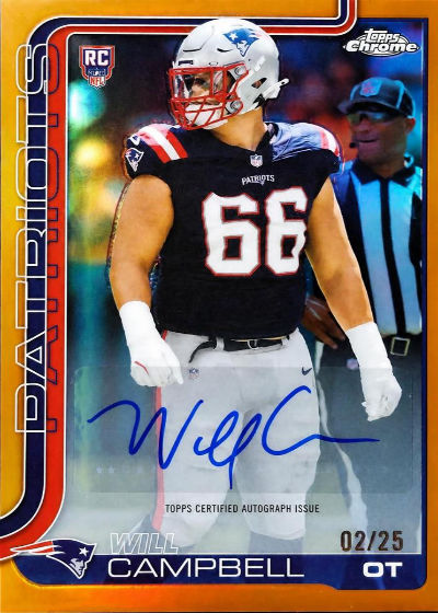 Will Campbell 2025 Topps Chrome Rookies Autograph Variation Orange /25