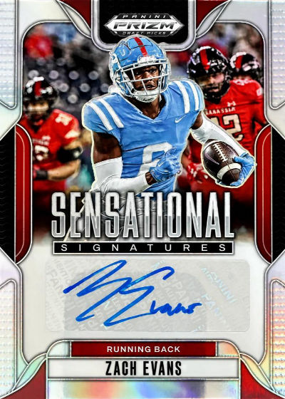 Zach Evans 2025 Panini Prizm Draft Picks Sensational Signatures /5