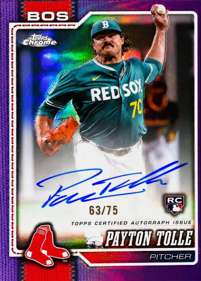 Payton Tolle 2026 Topps Chrome Rookie Autographs Purple Refractor /75