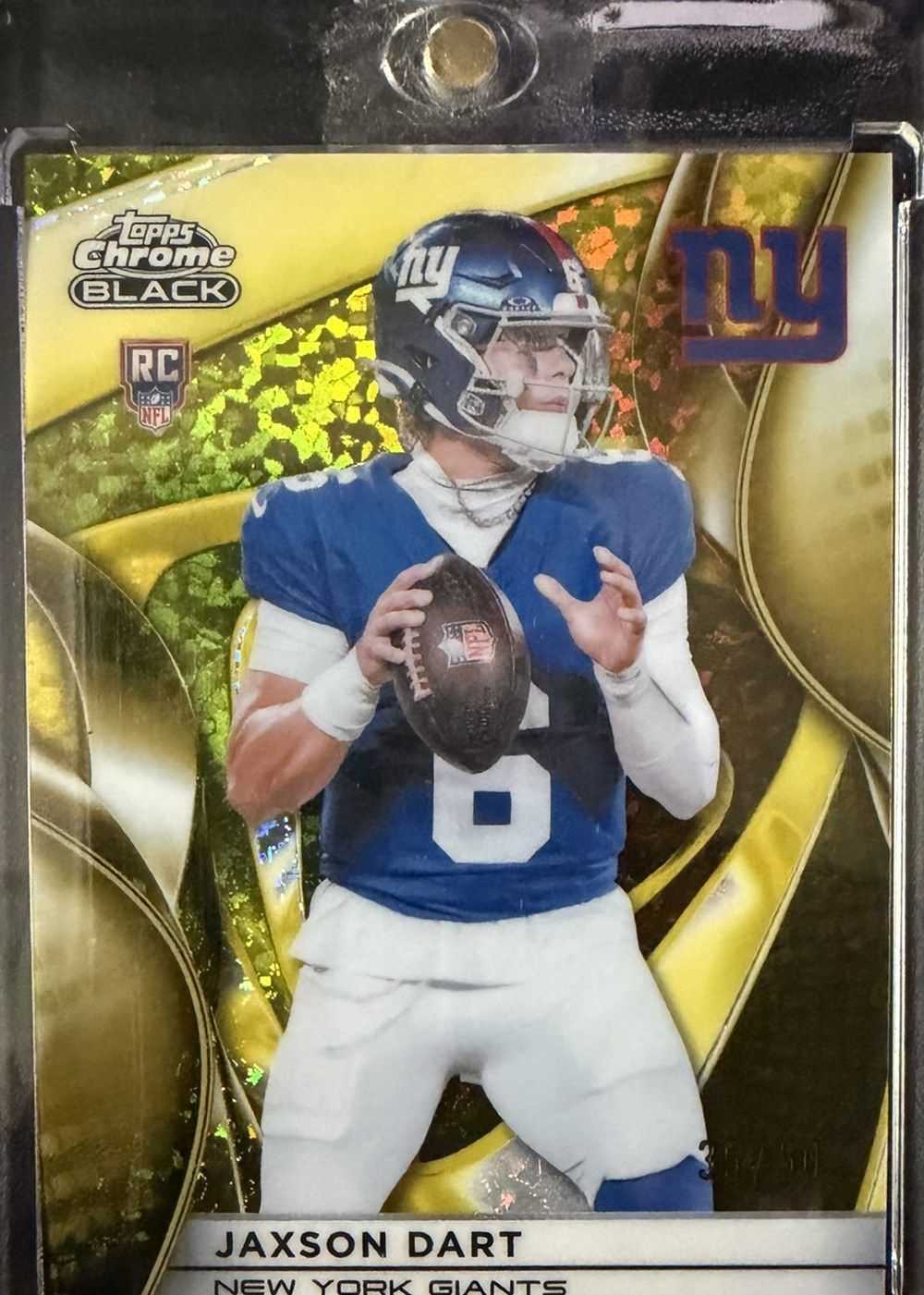 Jaxson Dart 2025 Topps Chrome Black Gold Mini-Diamond Refractor /50