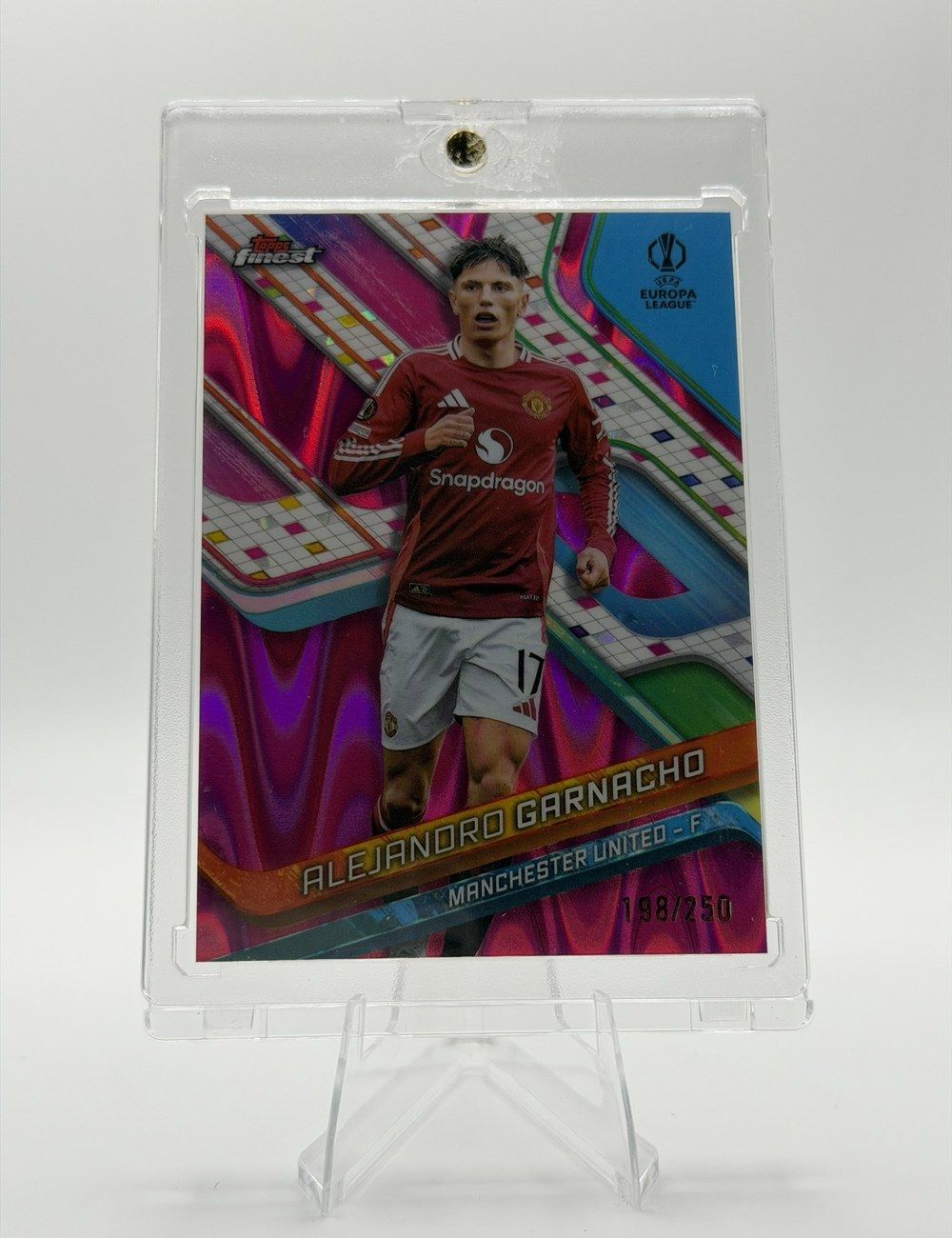 Alejandro Garnacho 2024 Topps Finest UEFA Club Competitions Finest Pink Refractor /250