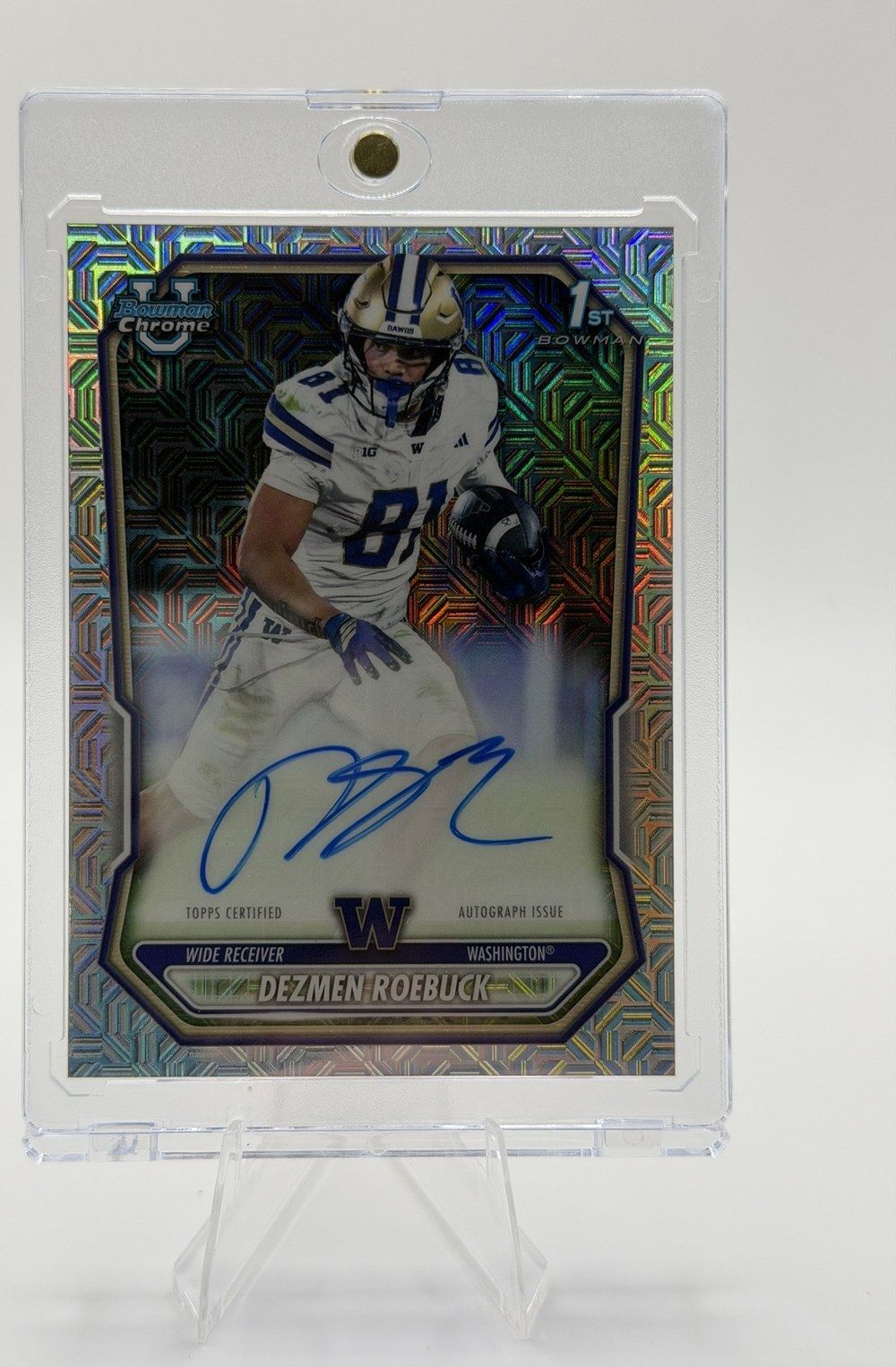 Dezmen Roebuck 2026 Bowman Chrome University Base Chrome NIL Autographs Mini Diamond Refractor